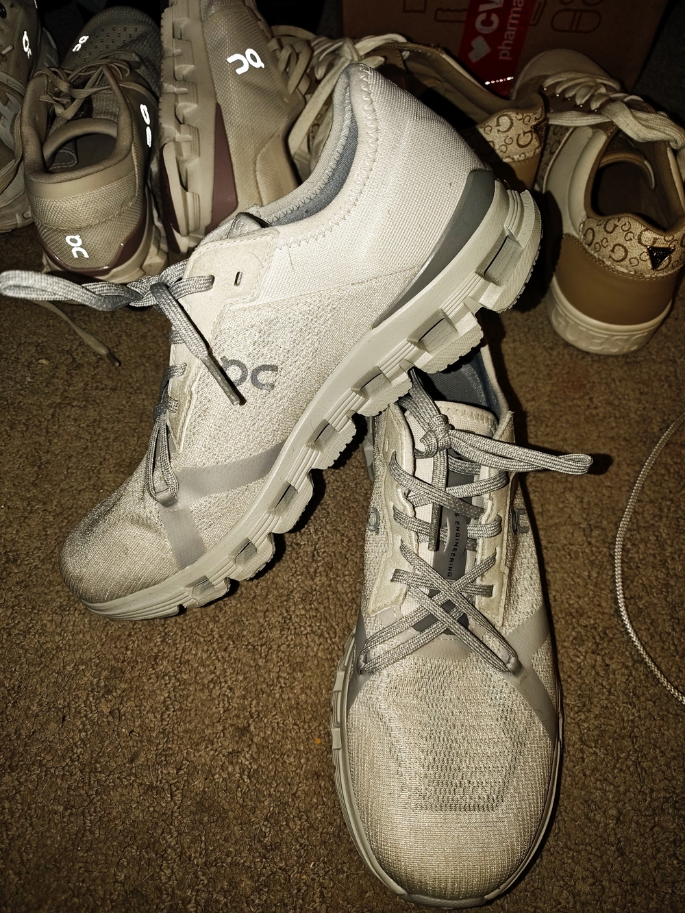 On Running Cloud X Athletic Shoes in Light Gray and Charcoal